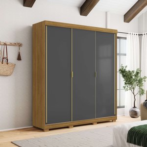 Guarda Roupa Casal Porto 3 Portas Correr 100% Mdf - Ideal para Ambientes Pequenos:nature Alasca