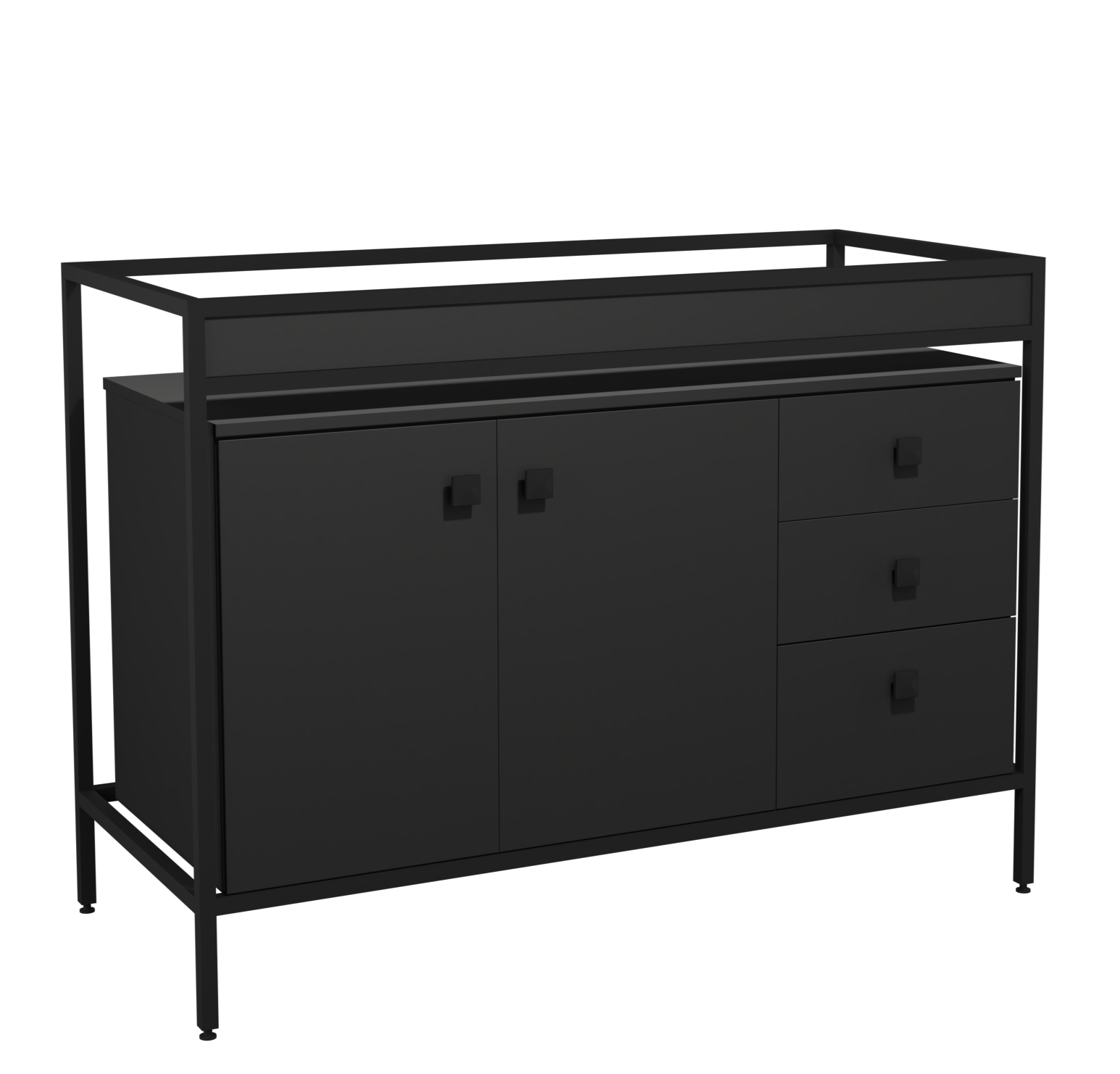 Balcão Módulo Pia Industrial de Cozinha 120x54cm Preto