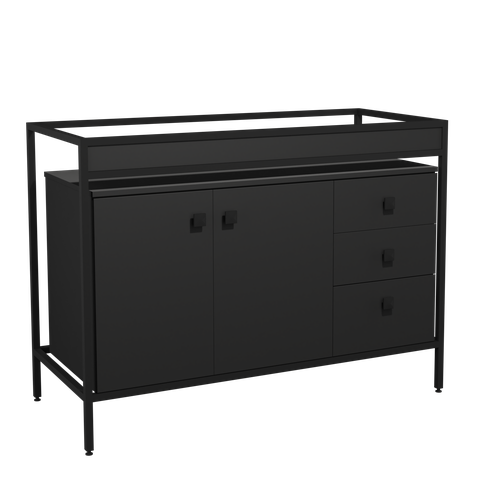 Balcão Módulo Pia Industrial de Cozinha 120x54cm Preto