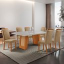 Ver imagem 2 de Mesa de Jantar Carolina 180cm Tampo MDF Vidro Canto Copo com 6 Cadeira Aline