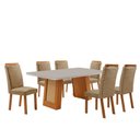 Ver imagem 1 de Mesa de Jantar Carolina 180cm Tampo MDF Vidro Canto Copo com 6 Cadeira Aline