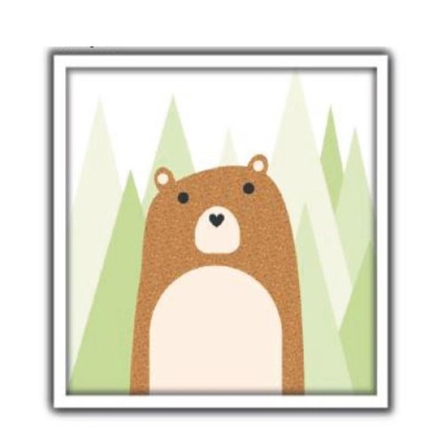 Quadro Infantil Decorativo Menino Menina Ursinho Bebe para Quarto Safari Animais Coloridos