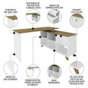 Ver mais imagens de Mesa Escrivaninha em L Golden e Armário Alto 2 Portas Tok A06 Olmo-branco - Mpozenato