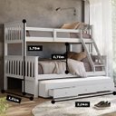 Ver imagem 2 de Beliche Casal Solteiro de Madeira + Aux Solteiro com Gavetas Woodstore