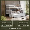 Ver imagem 3 de Beliche Casal Solteiro de Madeira + Aux Solteiro com Gavetas Woodstore