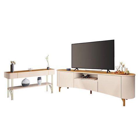 Rack Bancada Elara com Aparador Vivant Off White Cinamomo - Hb Móveis