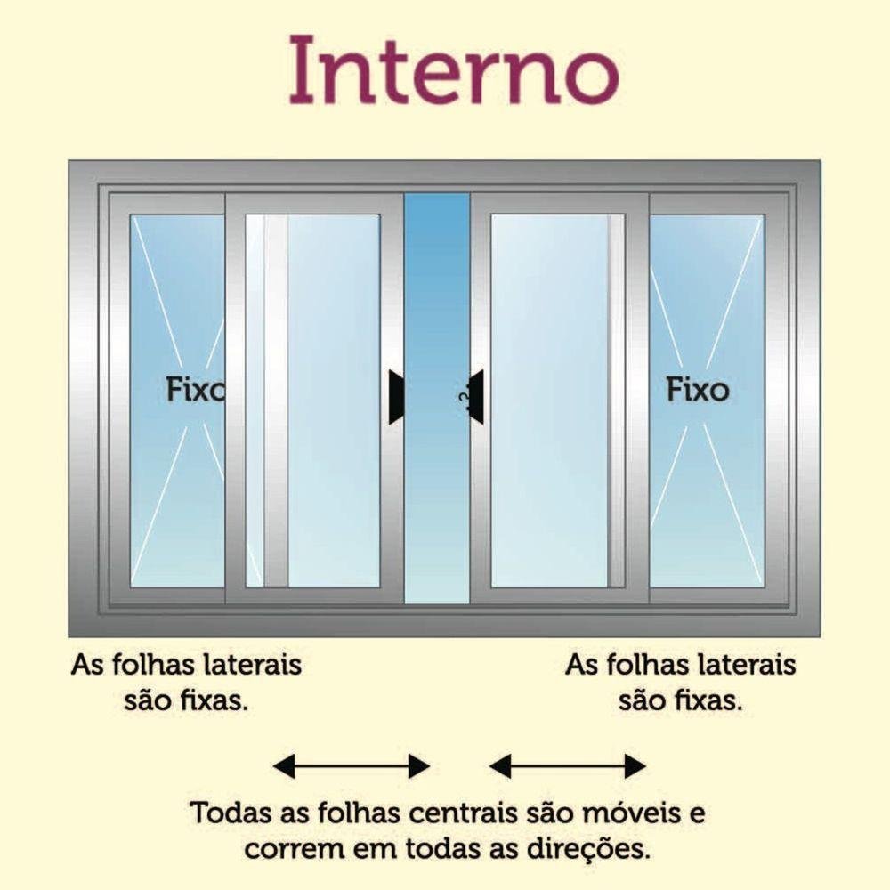 Vitro de Alumínio 4 Folhas 1,20x1,20 com Grade Branco - 2