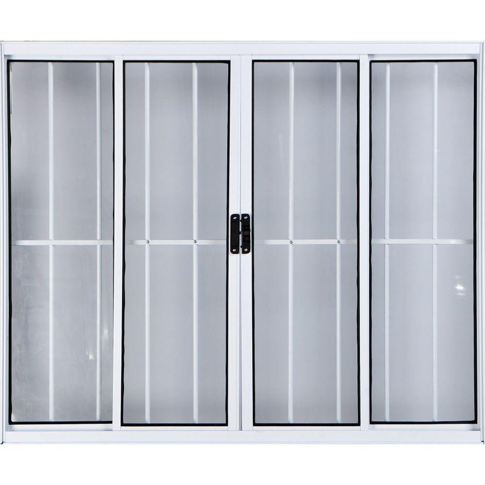 Vitro de Alumínio 4 Folhas 1,20x1,20 com Grade Branco - 4