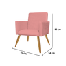 Kit 4 Poltronas Decorativas Nina Tecido Suede Taclas Decor:Rosa - 3