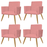 Kit 4 Poltronas Decorativas Nina Tecido Suede Taclas Decor:Rosa - 1
