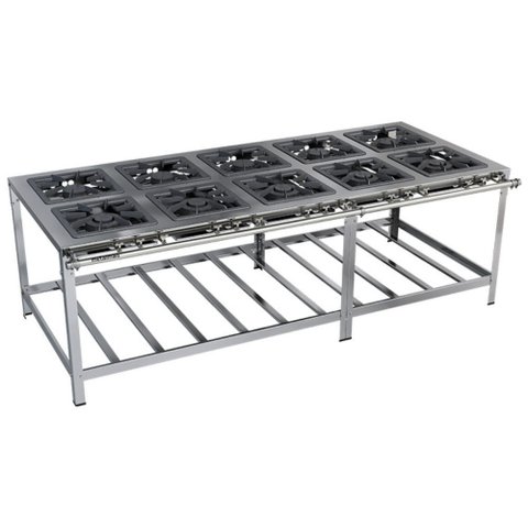 Fogão Industrial Stori Premium 10 Bocas 40x40 M17 Aço Inox 430 Metalmaq