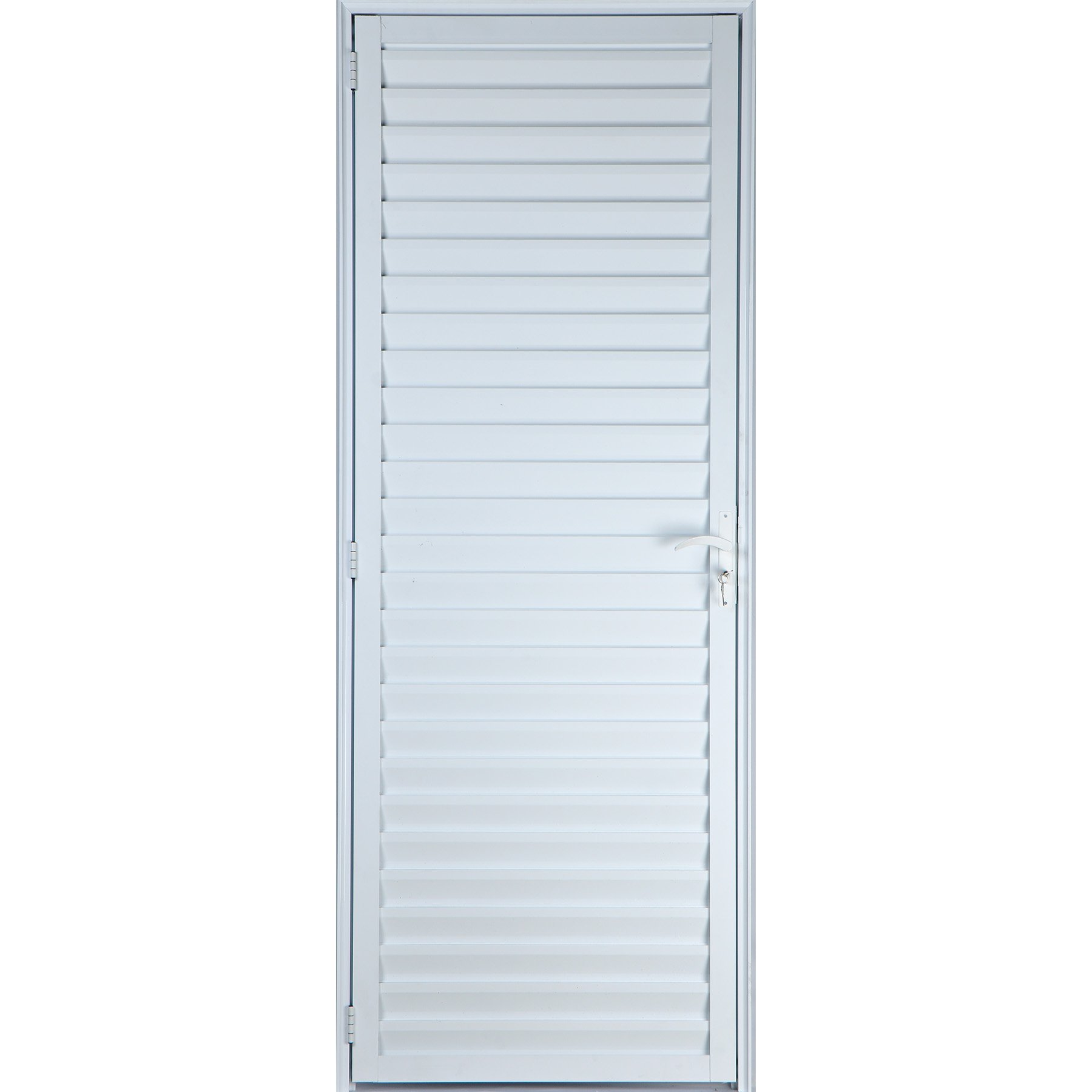 Porta de Alumínio Palheta Ventilada 210 x 100 Esquerda Linha All Soft Cor Branco