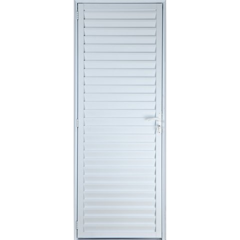 Porta de Alumínio Palheta Ventilada 210 x 100 Esquerda Linha All Soft Cor Branco