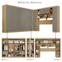 Ver imagem 6 de Guarda-Roupa de Canto Modulado 11 Portas 4 Gavetas Portugal Cinza/Jequitibá/Granizo