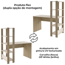 Ver imagem 5 de Mesa Escrivaninha 134x120 Cm 3 Prateleiras Off White Carvalho Arly