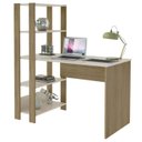 Ver imagem 1 de Mesa Escrivaninha 134x120 Cm 3 Prateleiras Off White Carvalho Arly