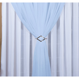 Cortina Voil Com Forro Microfibra Sala E Quarto 8,00 x 2,40 Branco/Azul - 2 Cortina Voil Com Forro Microfibra Sala E Quarto 8,00 x 2,40 Branco/Azul - 2