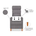Ver imagem 2 de Poltrona Amamentação Reclinável Gisele - Poltrona Confortável para Leitura e Descanso - Cinza