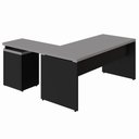 Ver imagem 5 de Mesa L Escrivaninha 1,70m Gaveteiro 4 Gavetas Pés Painel F5 Cor:cinza Sagrado com Preto