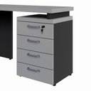 Ver imagem 6 de Mesa L Escrivaninha 1,70m Gaveteiro 4 Gavetas Pés Painel F5 Cor:cinza Sagrado com Preto