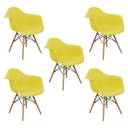 Ver imagem 1 de Kit 5 Cadeiras Charles Eames Eiffel com Braço Amarela