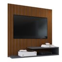 Ver imagem 1 de Painel Parede Smart Tv 32 Polegadas Prateleiras Decorativas Sala Quarto Pequeno Retrô Ripado Cinza