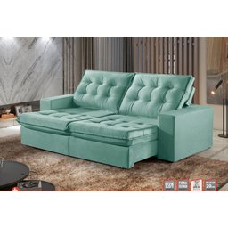 Sofá Retrátil Reclinável M165 2,90cm Pillow 20cm:Bege - 1