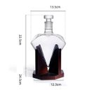 Ver imagem 2 de Decanter Whisky Modelo Diamante Pirâmide Com Base Madeira