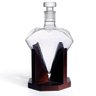 Decanter Whisky Modelo Diamante Pirâmide Com Base Madeira - 3