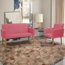 Ver imagem 1 de Kit Namoradeira Decorativa Para Sala Nina + Poltrona Para Recepção Manicure Suede