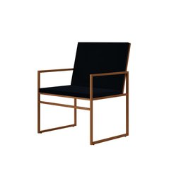 Kit 2 Poltronas Industriais Estofadas Isa Veludo Preto Base Cobre - 3