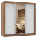 Ver imagem 2 de Guarda-Roupa Casal Madesa Lyon 3 Portas de Correr com Espelho 2 Gavetas Rustic/Branco Cor:Rustic/Bra