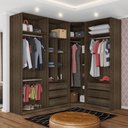 Ver imagem 1 de Guarda Roupa Canto Closet sem Portas 3 Peças, 6 Gavetas, 4 Cabideiros Prime Luciane Móveis