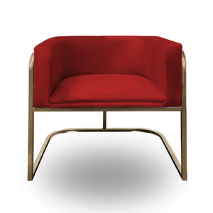 Poltrona Betina - Base Quadrada Dourada -várias Cores:vermelho Claro