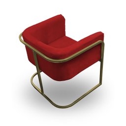 Poltrona Betina - Base Quadrada Dourada -várias Cores:vermelho Claro - 4