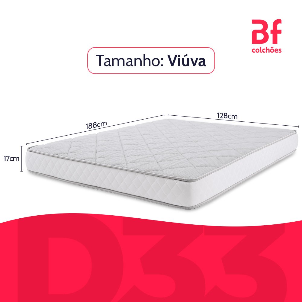 Colchão Viúva Ortopédico de Espuma D33 a Vácuo 128x188cm Bf Colchões - 8