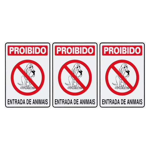 Combo 6 Placas De Sinalização Proibido Entrada De Animais 15x20 Acesso - P-33 F9e