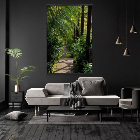 Quadro Decorativo Vertical Folhas Com Moldura e Sem Vidro 40X60