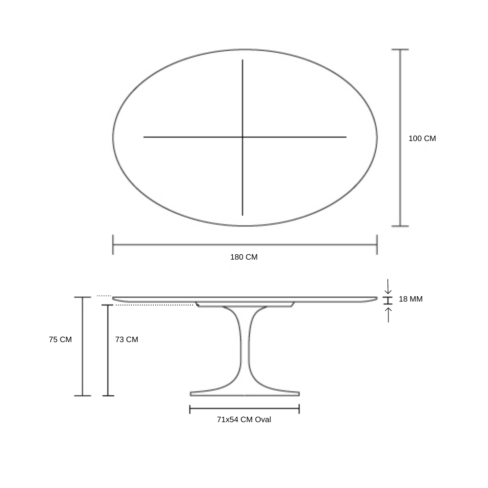 Mesa de Jantar Tulipa Saarinen Oval 180x100 Cm Tampo Laqueado Linn Shop - 6