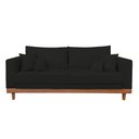 Ver imagem 3 de Kit Poltrona Living + Sofá 3 Lugares com Base Madeira Suede Cor:preto