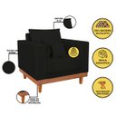 Ver imagem 6 de Kit Poltrona Living + Sofá 3 Lugares com Base Madeira Suede Cor:preto