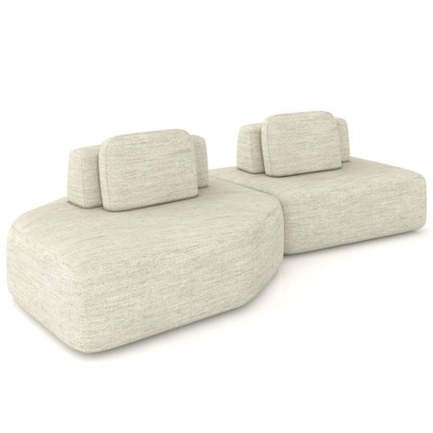 Sofá Ilha Modular para Sala Living Orgânico 305cm Angra K01 Linho Champanhe - Lyam Decor