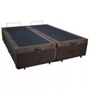 Ver imagem 1 de Cama Box Baú Casal em Sued Marron Bipartido com Pistão a Gás - 138x188