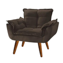 Ver imagem 2 de Poltrona Opala Marrom Suede Decorativa para Sala Escritório Biselos-decor