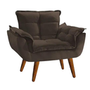 Ver imagem 1 de Poltrona Opala Marrom Suede Decorativa para Sala Escritório Biselos-decor