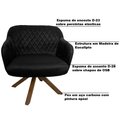Ver imagem 3 de Kit 2 Poltronas Decorativas Kitana Pés Madeira Giratório Veludo Preto - Gran Belo