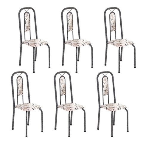 Cadeiras para Sala de Jantar 6 Unidades Lívia Prata/Arabesco/Mart