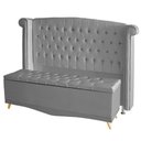 Ver imagem 1 de Kit de Quarto Cabeceira de Cama Box e Calçadeira Baú Toquio Casal Queen 160cm Suede Prata