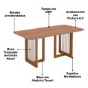 Ver imagem 2 de Mesa Regia 1,80 com 6 Cadeiras Buriti Conjunto Jantar com Tampo de Madeira Madeira/cinamomo/linho
