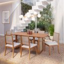 Ver imagem 5 de Mesa Regia 1,80 com 6 Cadeiras Buriti Conjunto Jantar com Tampo de Madeira Madeira/cinamomo/linho